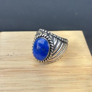 Carolyn Pollack 925 Sterling Silver Lapis Lazuli Rope Design Ring Size 6